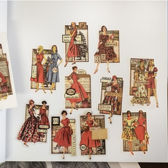 1950 Vintage Fashion Waterproof Sticker Pack - Picture 2 of 12